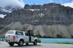 O magnífico cenário da estrada entre Lake Louise e Jasper, em Alberta, no Canadá